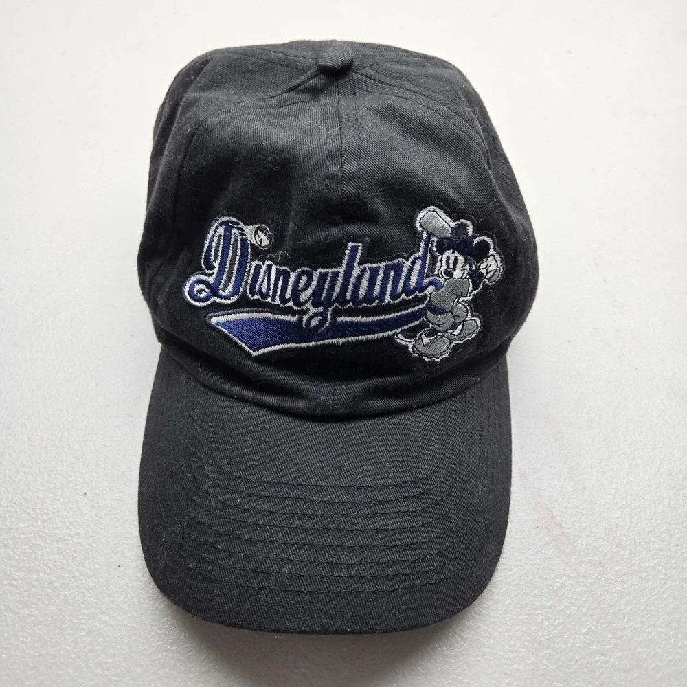 VINTAGE Disney Unisex Baseball Cap OS Black Curved Buckle Embroidered Mickey 90s